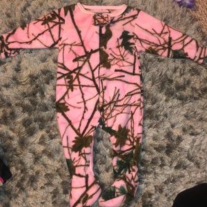 Pink Camo Fleece Sleeper Footie Pajamas 6-12M
